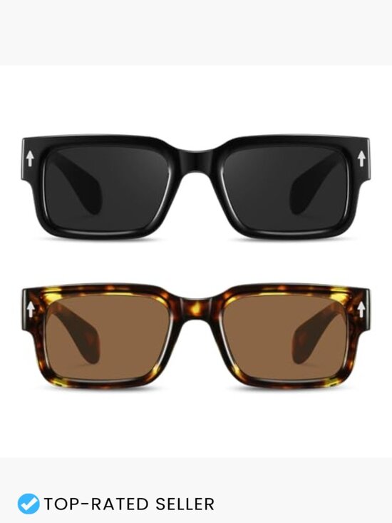 Square Frame Sunglasses Chunky Rectangle Sun Shades UV400 Protection Retro main image 5